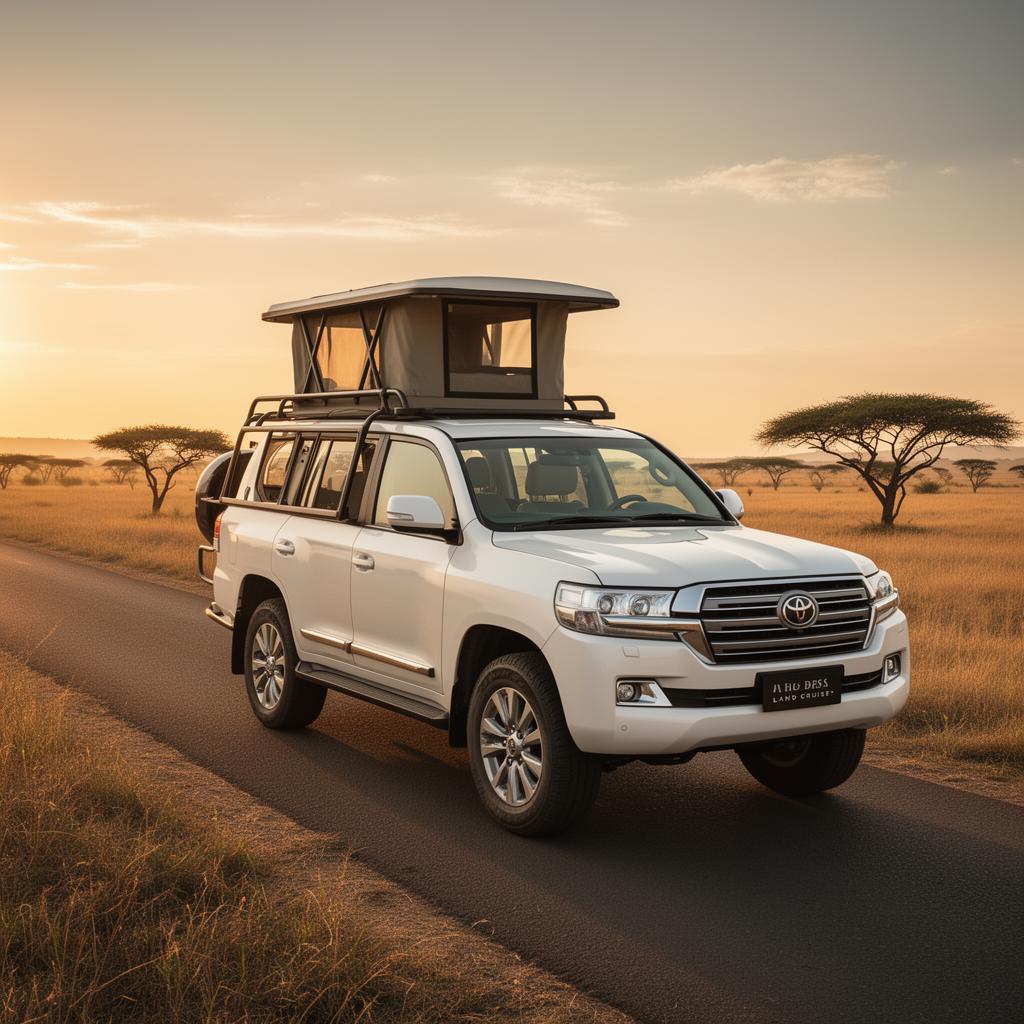 Land Cruiser on safari at golden hour